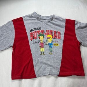 Beavis and Butt-Head Women's Graphic Tee - Red and Gray